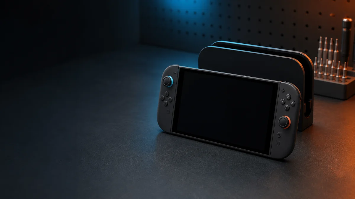 Nintendo Switch 2 на сервисном столе перед чисткой